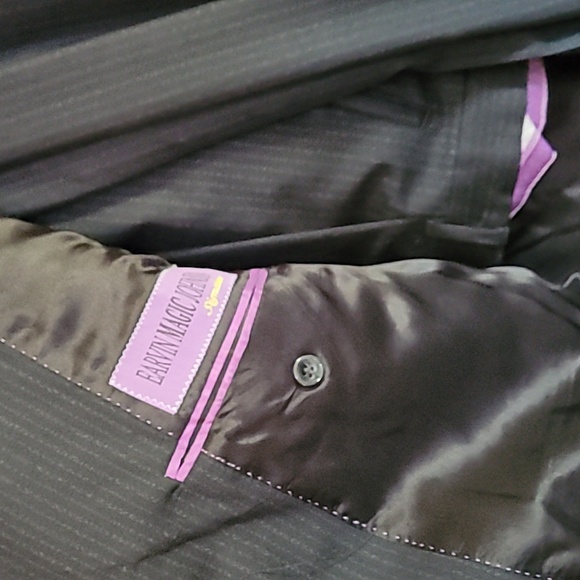 2 Piece Earvine Magic Johnson Suit 40 Black Stripe - Picture 2 of 6